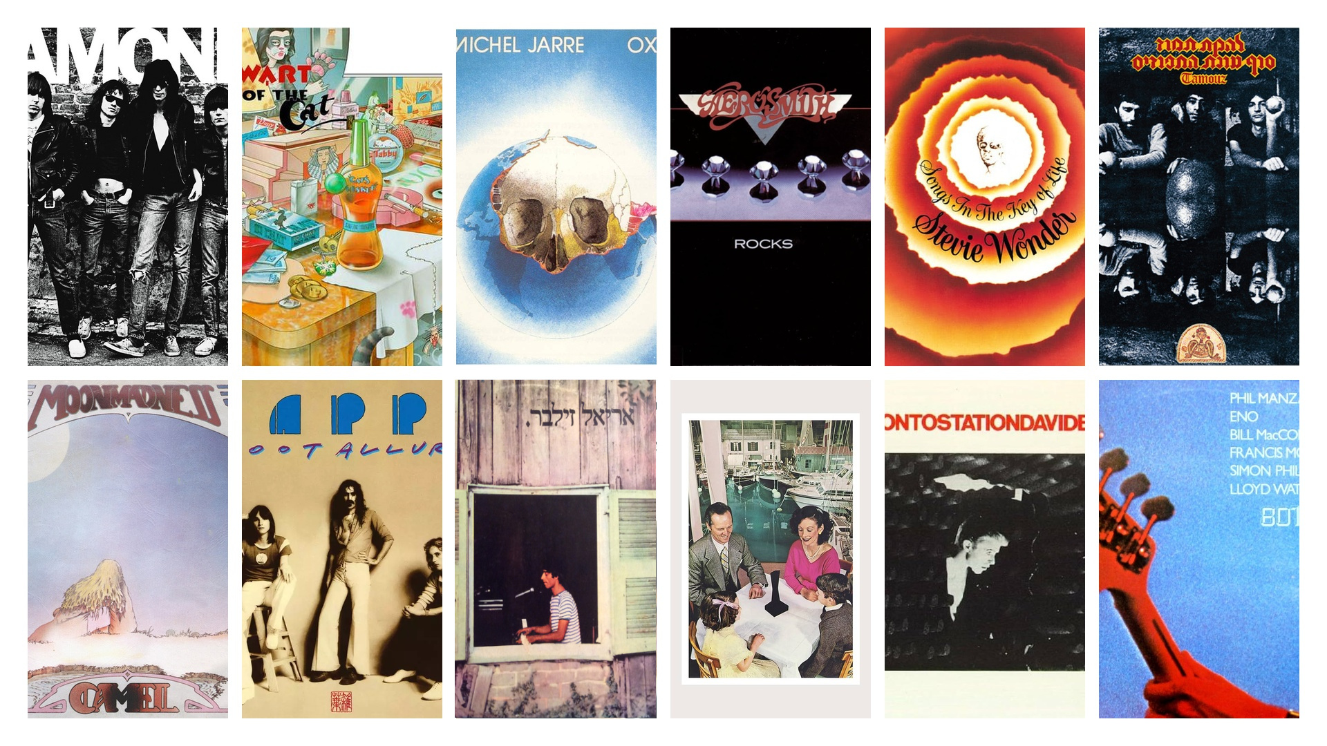 קולאז עטיפות אלבומים 1976 Ramones Bowie Stevie Wonder בחירת אנשי האוזן השלישית