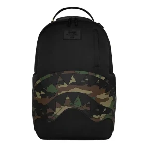 Sprayground - Shark Central Black Nylon Camo Embossed Shark Backpack