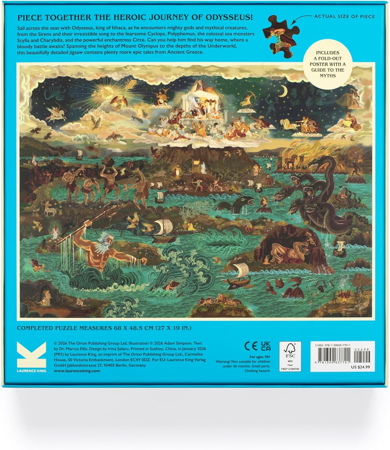 The World of the Odyssey & Other Greek Myths: A 1000-piece Jigsaw Puzzle The World of the Odyssey & Other Greek Myths: A 1000-piece Jigsaw Puzzle – תמונה 4