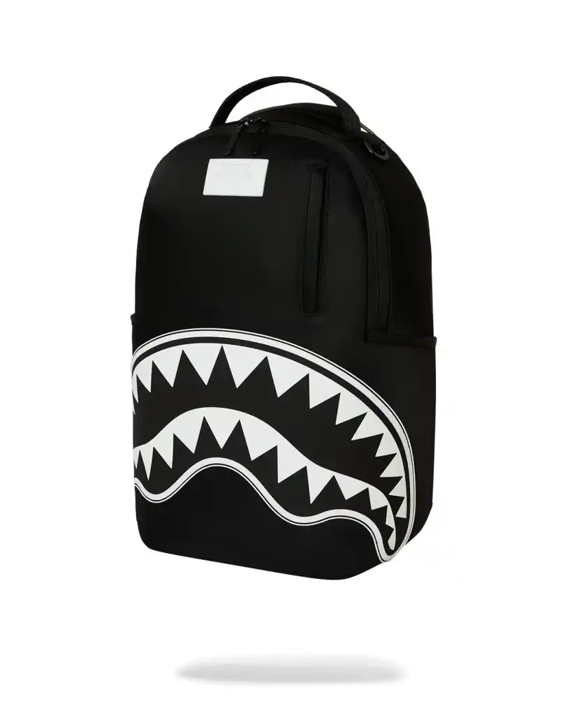 Sprayground - Shark Central White Stencil Shark Black Nylon Backpack Sprayground - Shark Central White Stencil Shark Black Nylon Backpack – תמונה 2