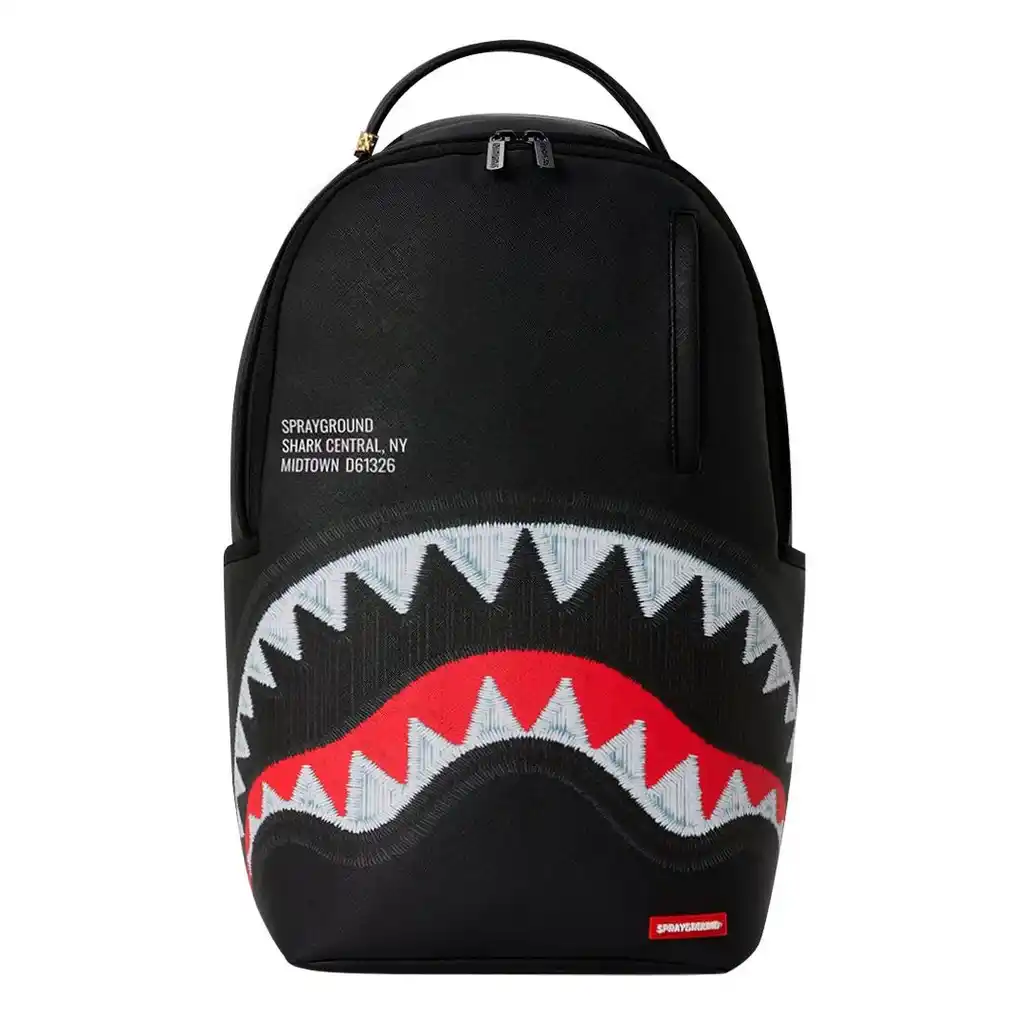Sprayground - Shark Central Black Embroidered Shark Backpack Sprayground - Shark Central Black Embroidered Shark Backpack